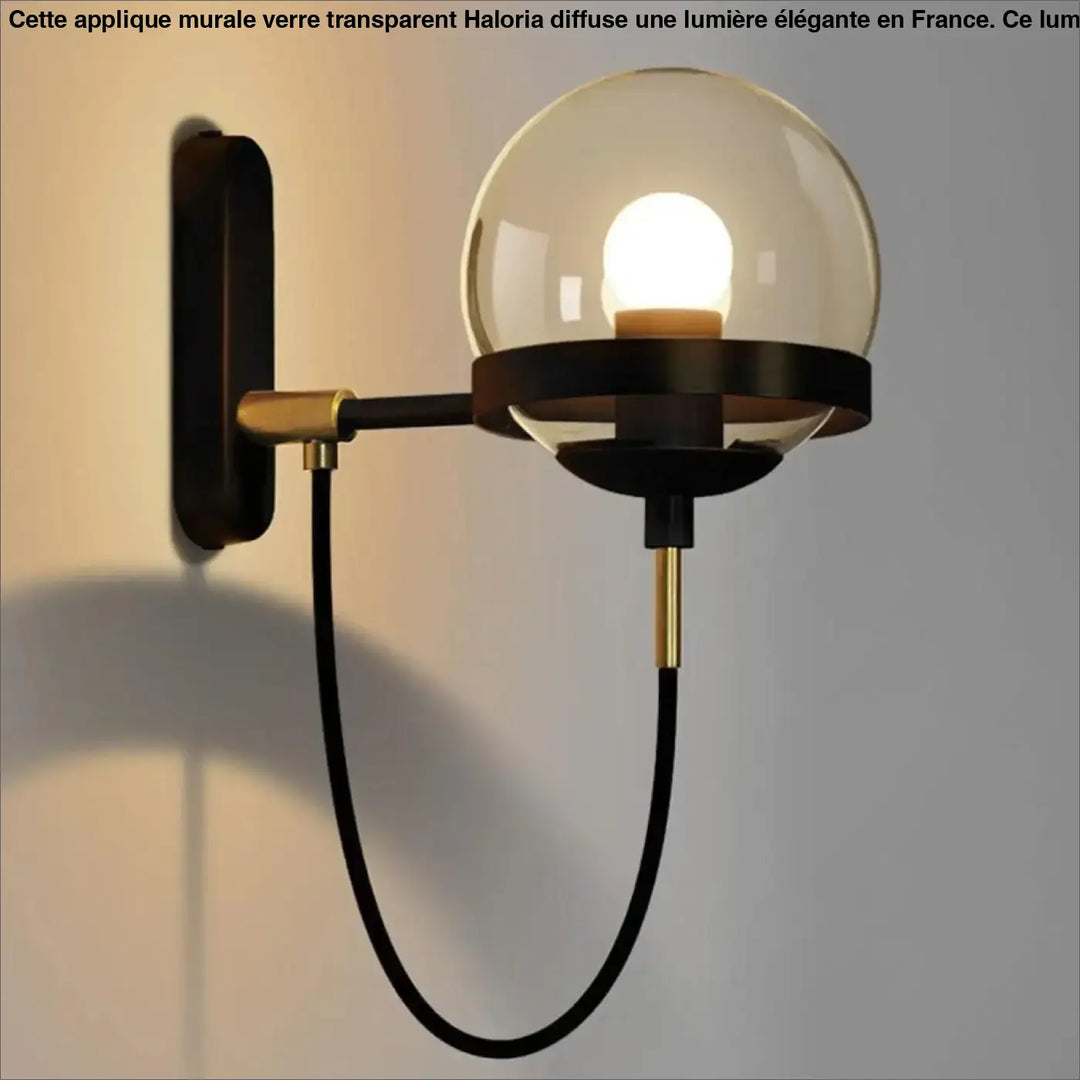 Applique Murale Verre Transparent Boule Dorée Design
