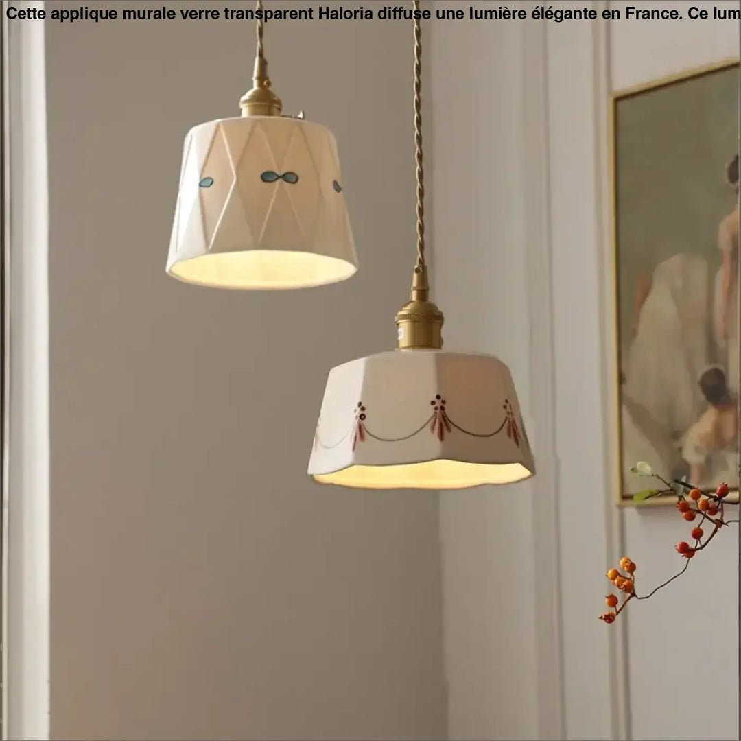 Suspension luminaire bohème en céramique décorative style naturel