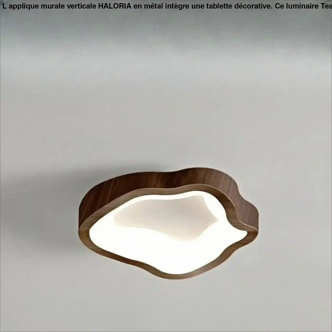 Luminaire plafonnier konja avec cadre en bois foncé et centre lumineux blanc doux pour chambre à coucher design minimaliste nordique méthode dinstallation facile