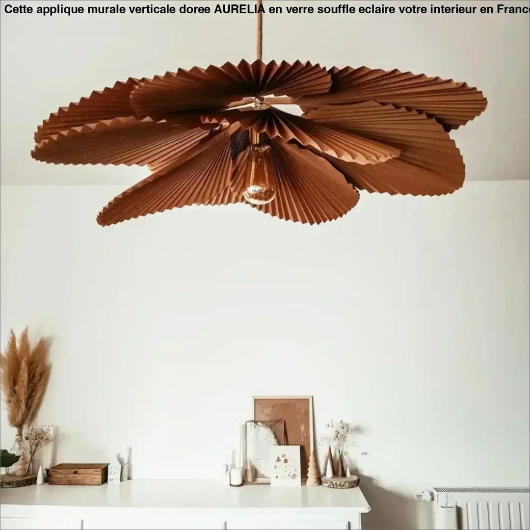Suspension luminaire marron en forme de fleur décorative