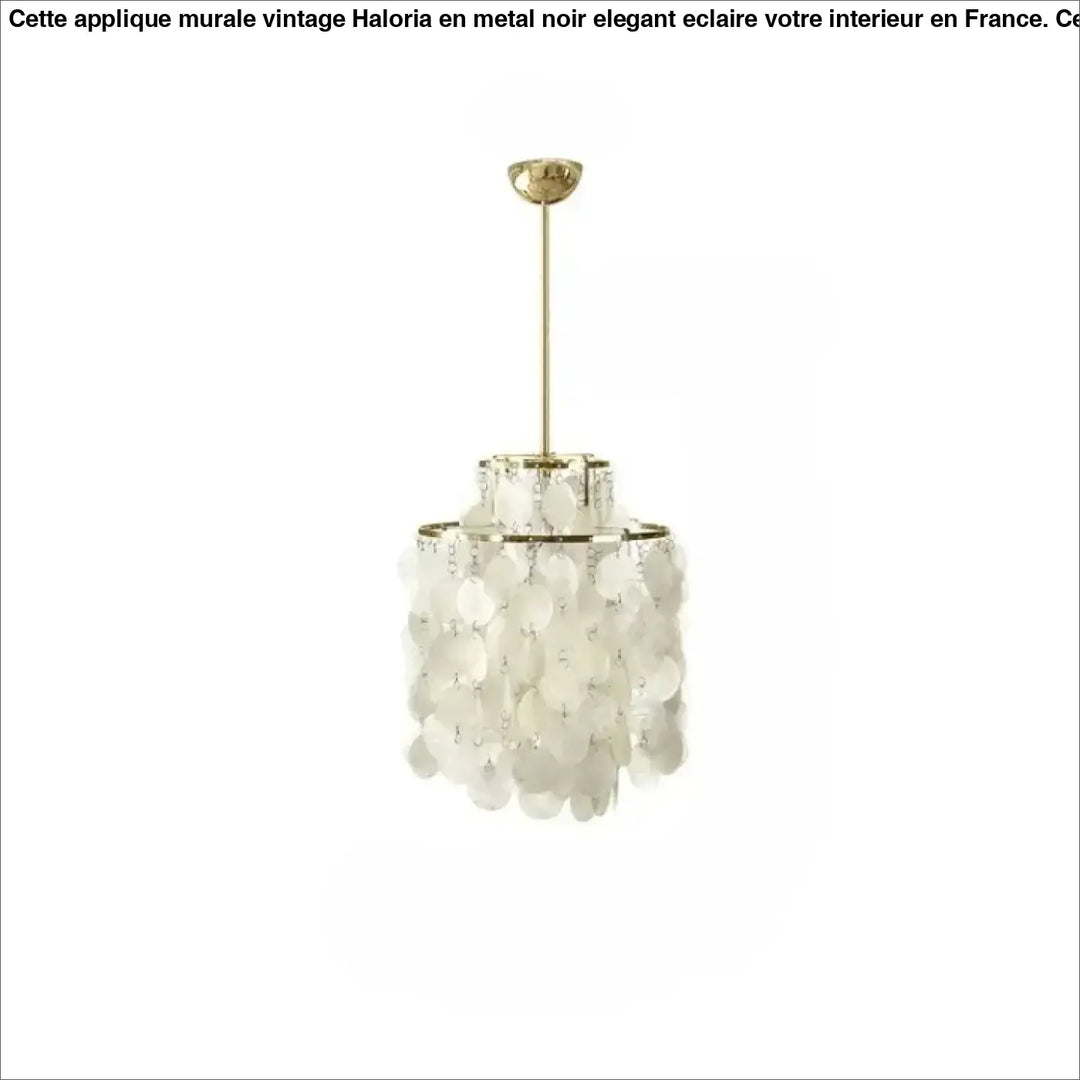 Suspension luminaire capizia en coquillage blanc delicat avec structure metallique dorée et chaine pour lampe suspendue 90 260v