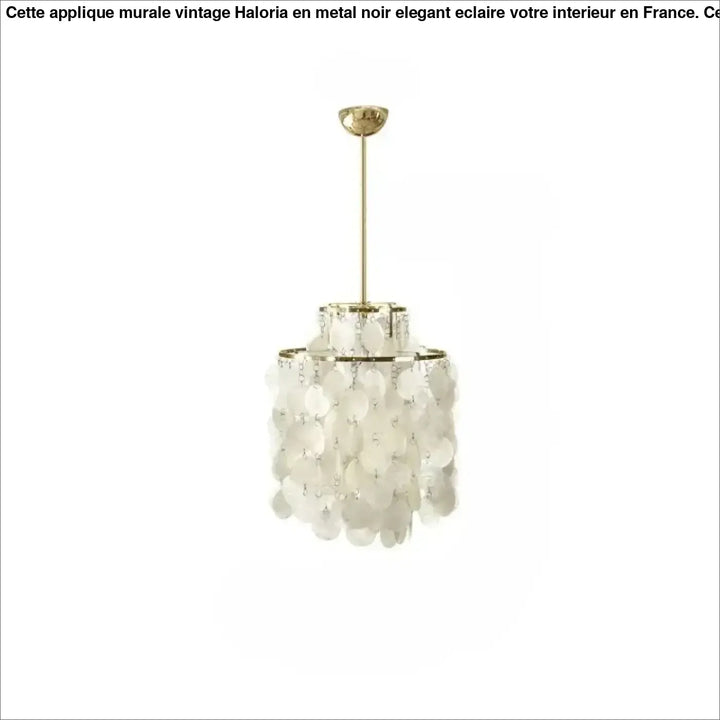 Suspension luminaire capizia en coquillage blanc delicat avec structure metallique dorée et chaine pour lampe suspendue 90 260v