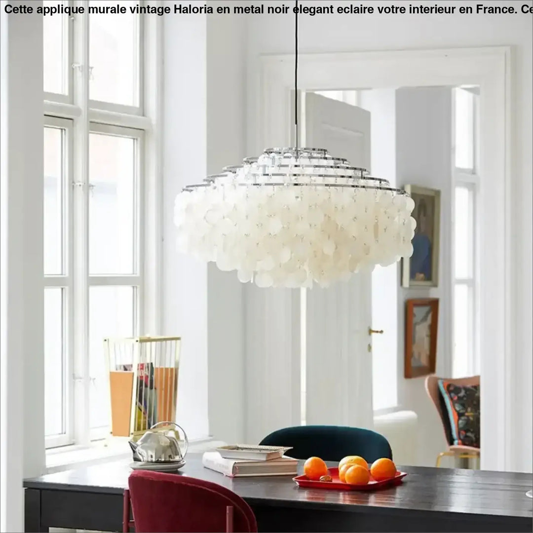 Suspension luminaire lampe suspendue capizia avec disques translucides blancs en coque, cadre chrome 90-260v moderne et élégant