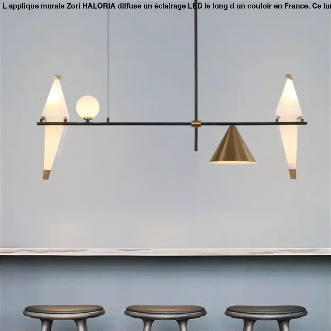 Suspension luminaire contemporaine avec oiseaux lumineux or