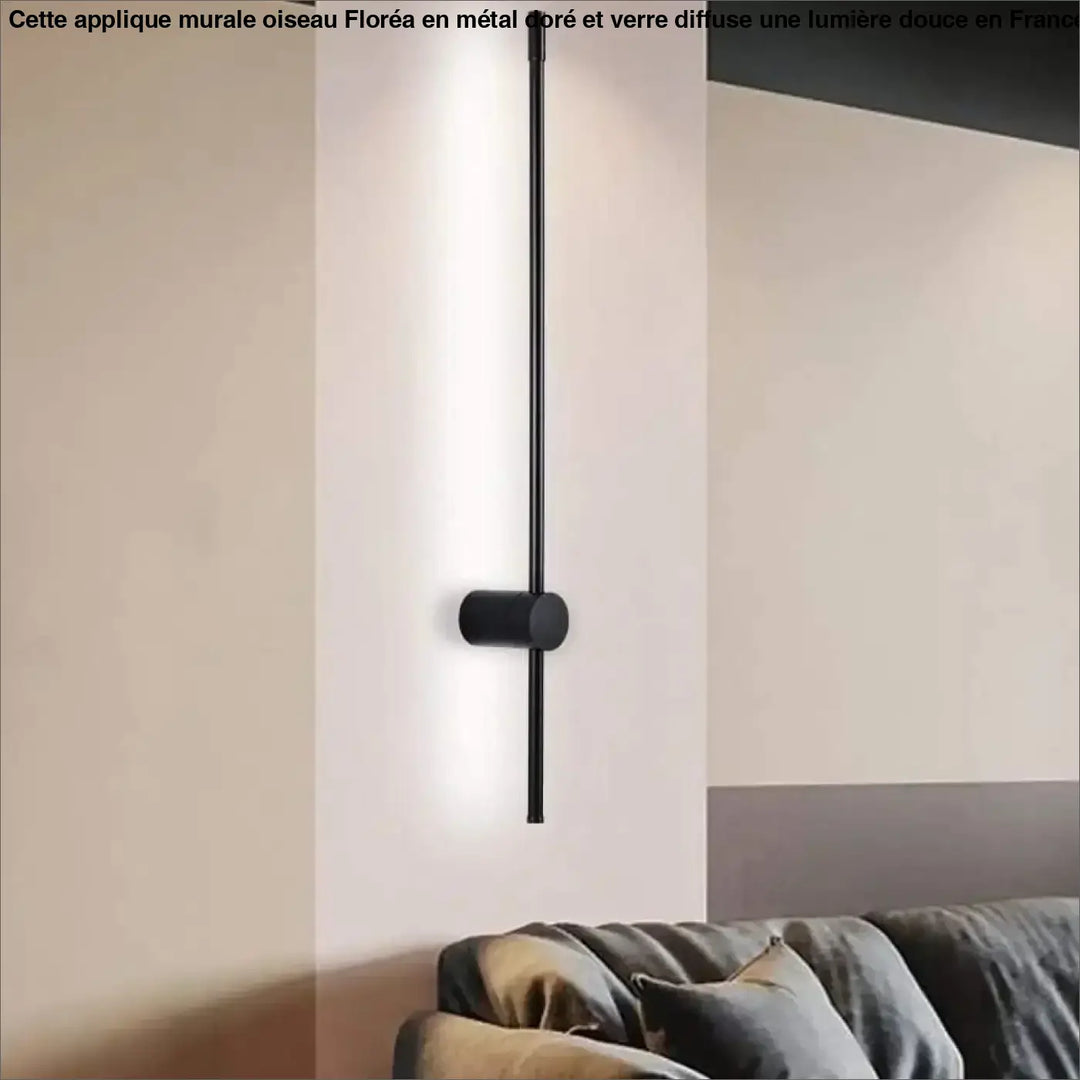 Applique murale Floréa noire minimaliste en cylindre mat idéale pour long d’un couloir ou autour d’un miroir