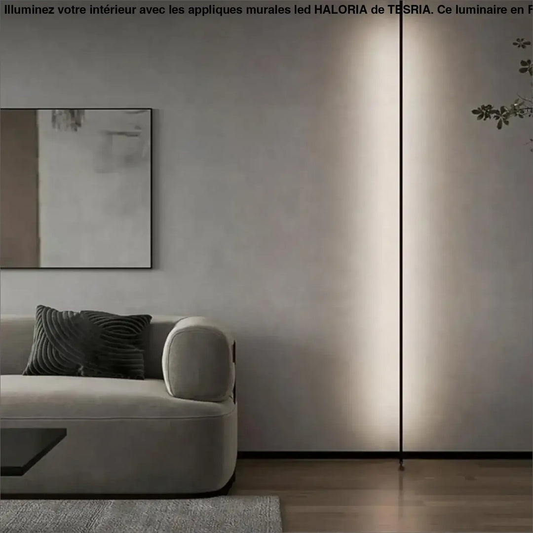 Appliques murales led haloria avec lampe minimaliste au design vertical et éclairage ambiant chaleureux