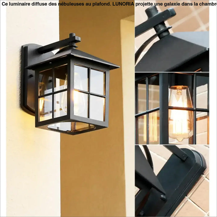 Lanterne Extérieure Vintage En Aluminium Et Verre Noir