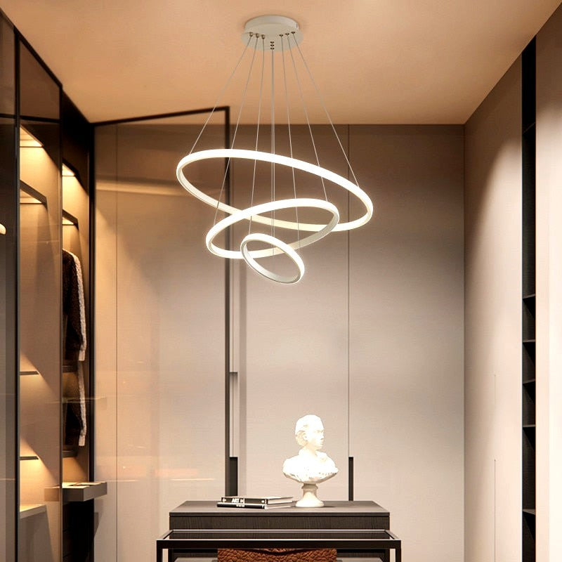 Suspension LED Forme Spirale Moderne en Métal et Silicone