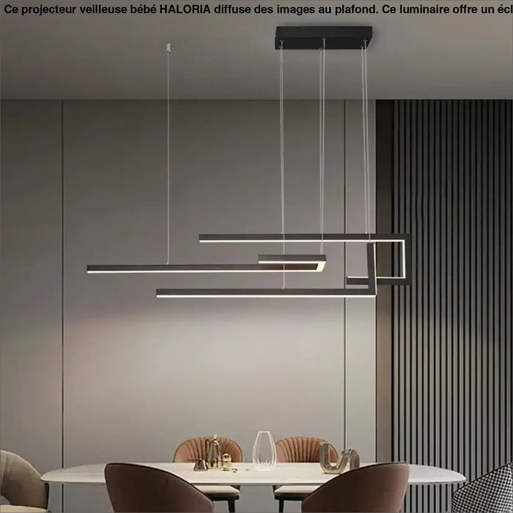Suspension moderne en métal avec éclairage led noir ou doré