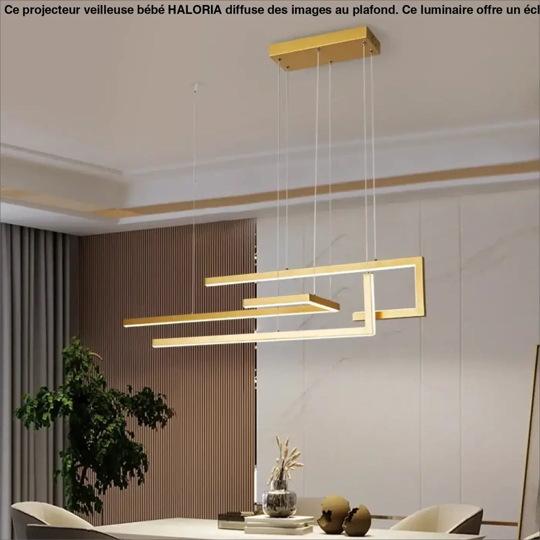 Suspension moderne en métal avec éclairage led noir ou doré