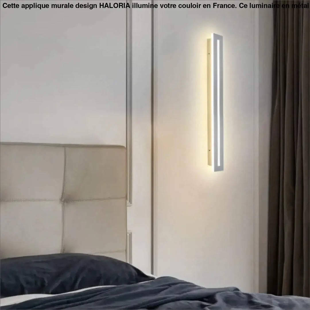 Applique murale design couloir haloria en led chaud avec design rectangulaire moderne et minimaliste
