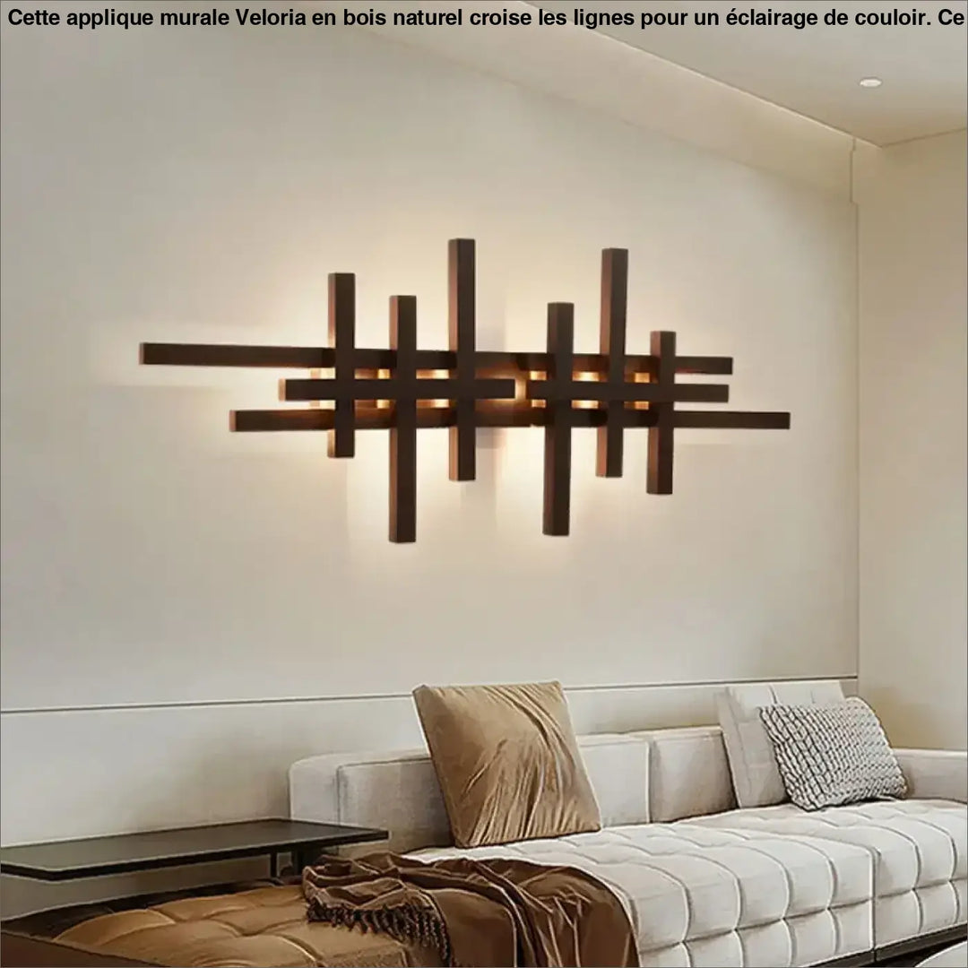 Grande applique murale en bois naturel croisé

