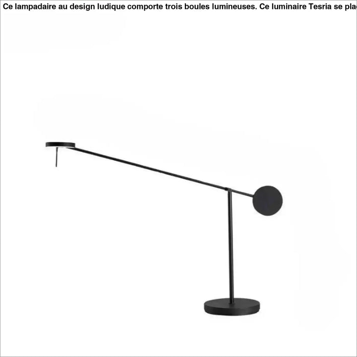 Lampe de chevet Zara noire minimaliste avec bras métalliques élégants et accents circulaires en métal