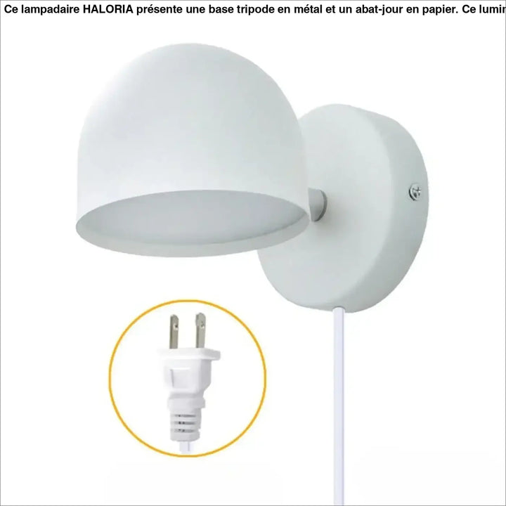 Applique murale osly blanche finition mate dome style scandinave avec plaque circulaire et cordon intégré participe à créer ambiance moderne