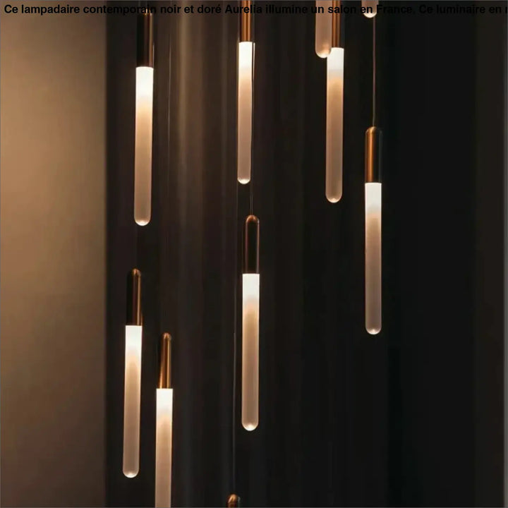 Suspension luminaire minimaliste à tubes lumineux suspendus chic