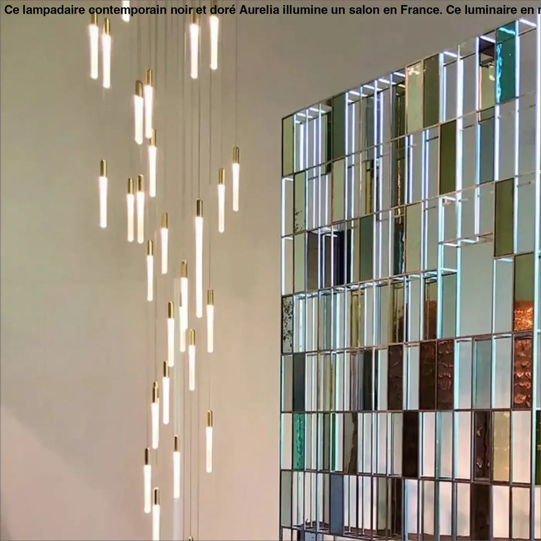 Suspension luminaire minimaliste à tubes lumineux suspendus chic