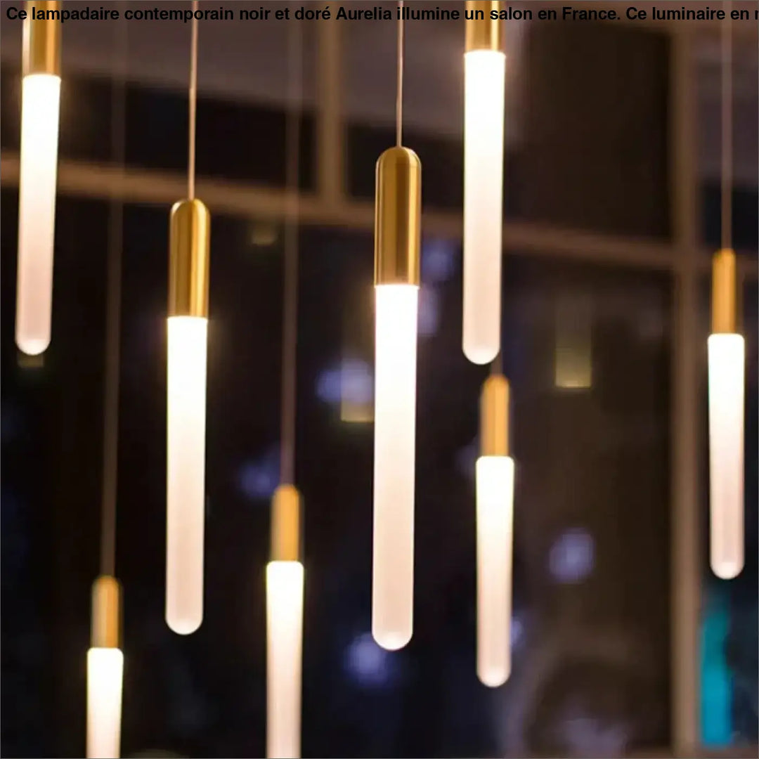 Suspension luminaire minimaliste à tubes lumineux suspendus chic