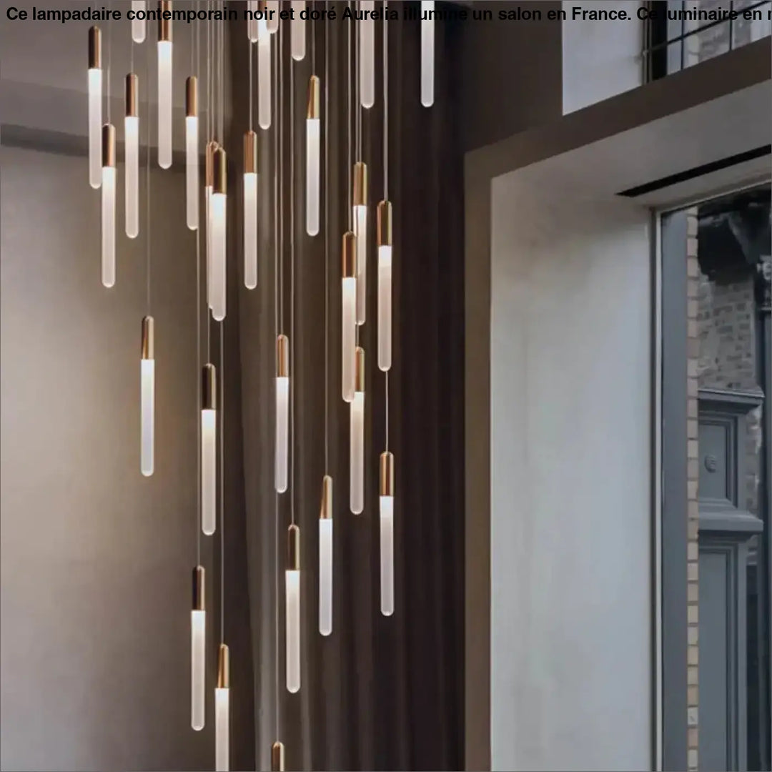 Suspension luminaire minimaliste à tubes lumineux suspendus chic