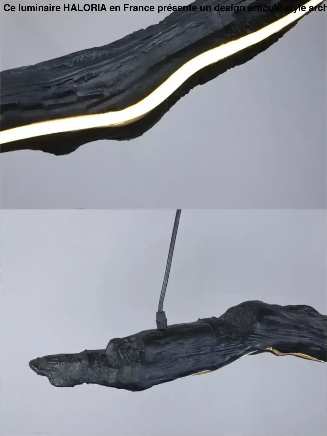 Suspension luminaire led sculpturale ligne organique noir