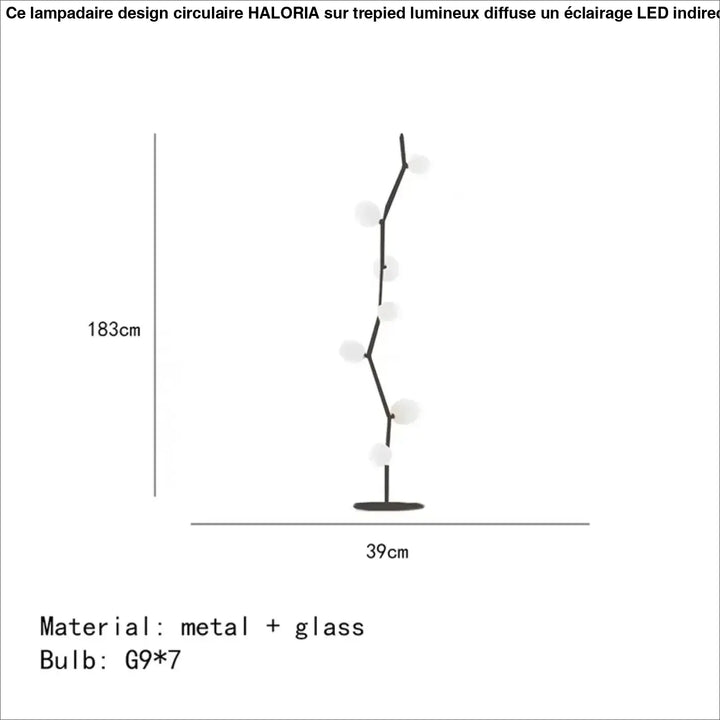 Lampadaire décoratif moderne en métal et globes en verre élégant