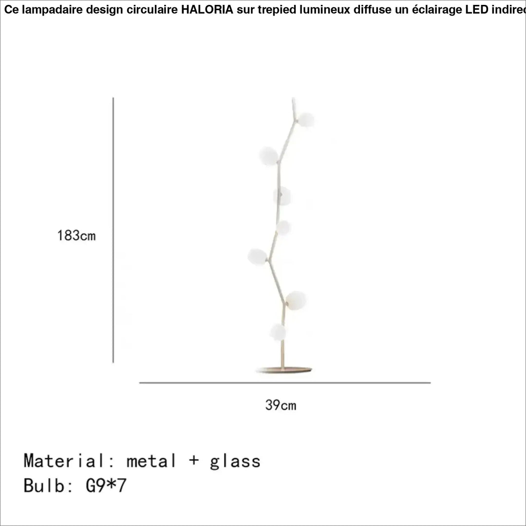 Lampadaire décoratif moderne en métal et globes en verre élégant