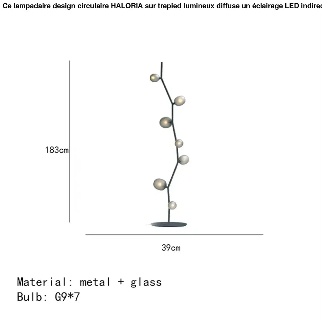 Lampadaire décoratif moderne en métal et globes en verre élégant