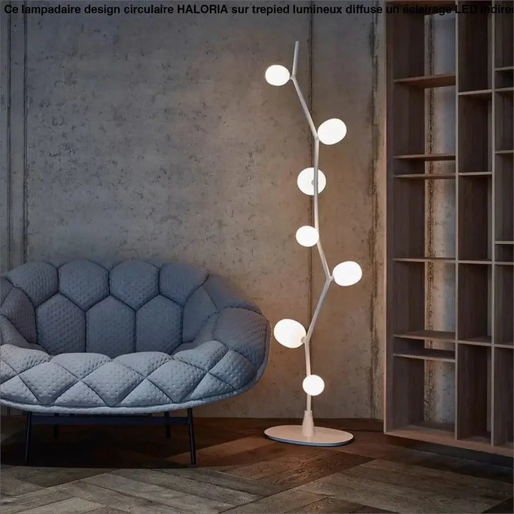 Lampadaire décoratif moderne en métal et globes en verre élégant