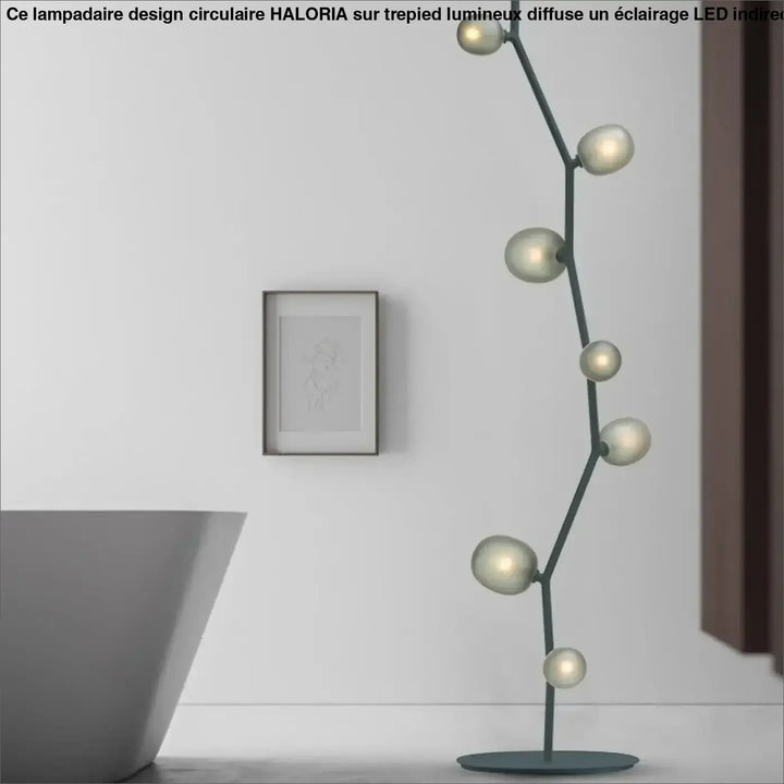 Lampadaire décoratif moderne en métal et globes en verre élégant