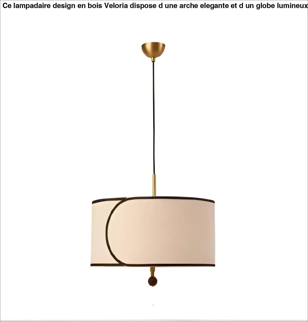 Beige suspension luminaire cylindrique avec cadre métal doré et finition noire pour un éclairage élégant