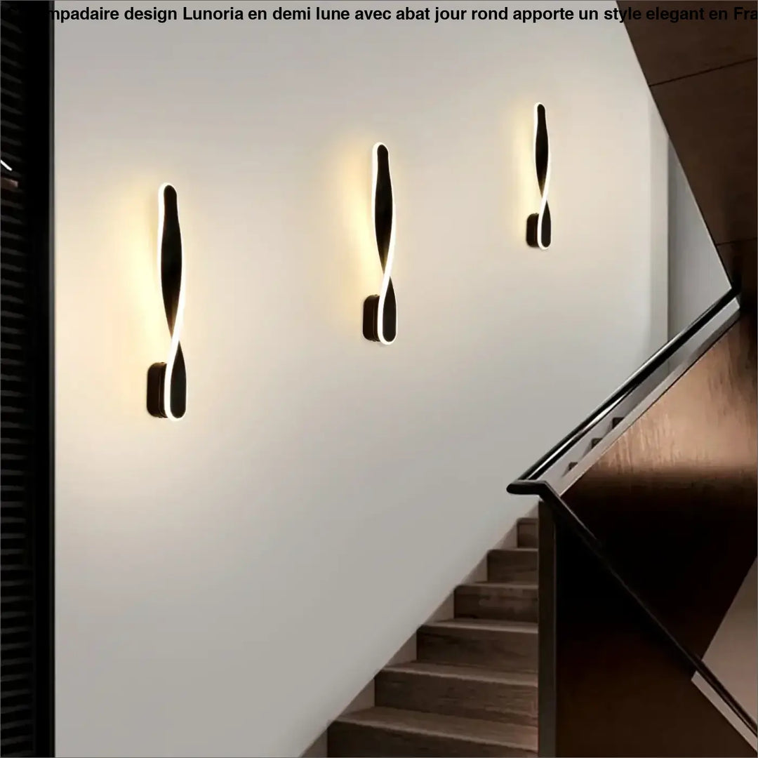 Applique murale laka noire moderne avec design torsadée en led pour un éclairage mural design torsadée élégant