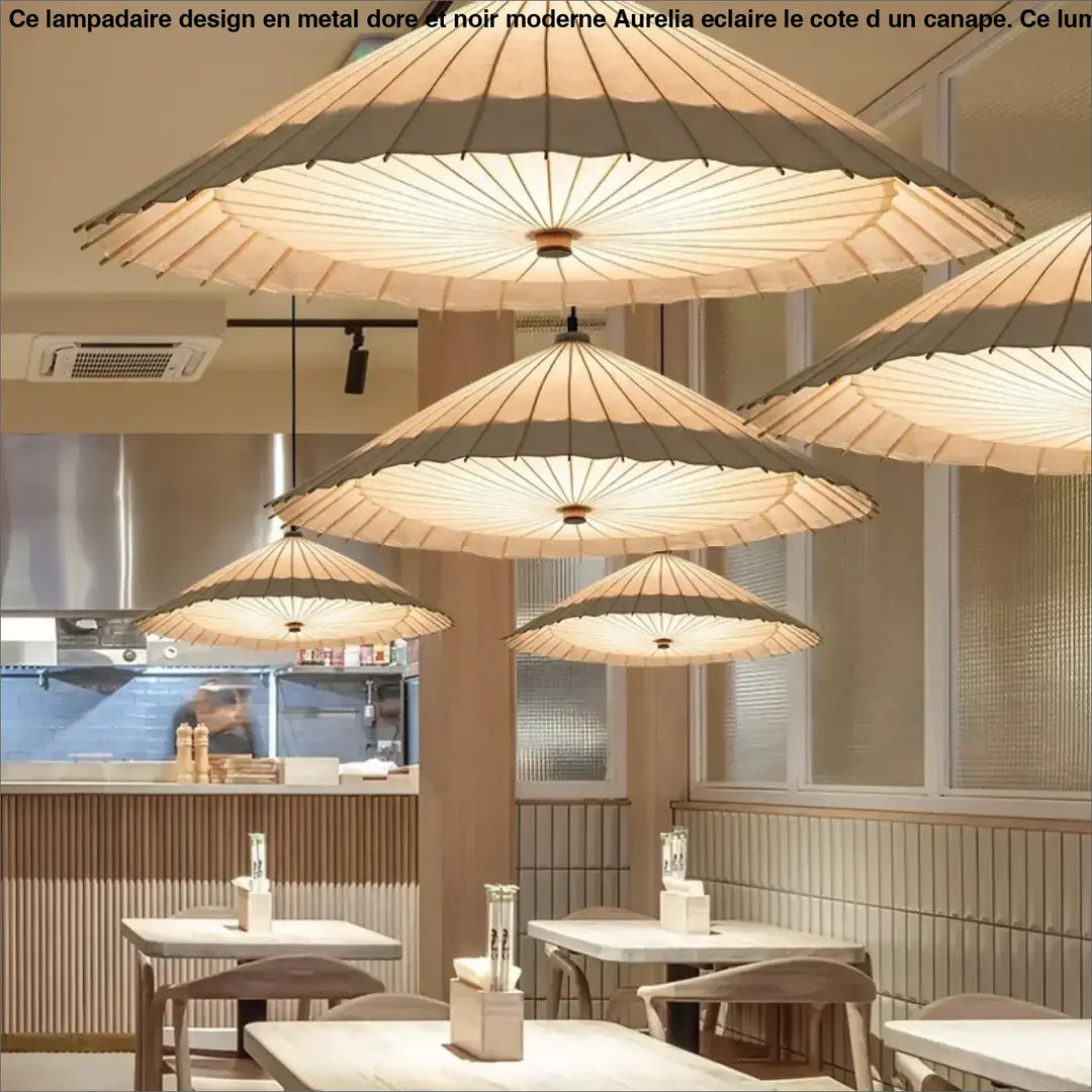 Suspension luminaire style japonais en papier naturel zen