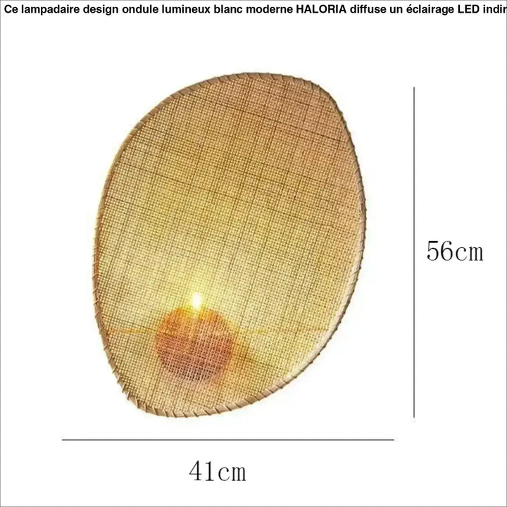 Lampadaire design ondule lumineux blanc moderne avec porte-bougie ovale en bambou tressé ton chaud texture unique