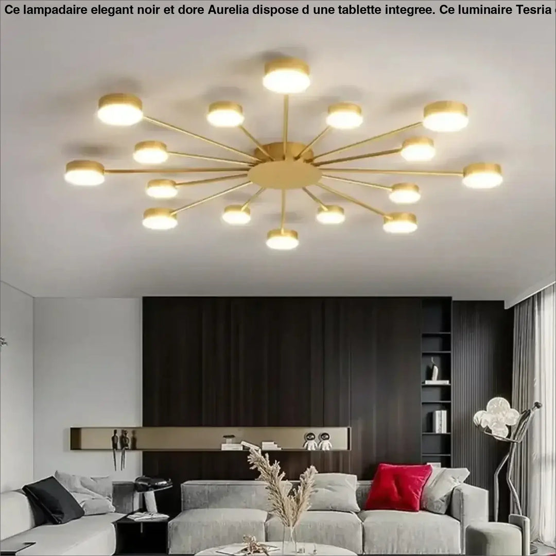 Plafonnier led moderne doré style chandelier contemporain chic
