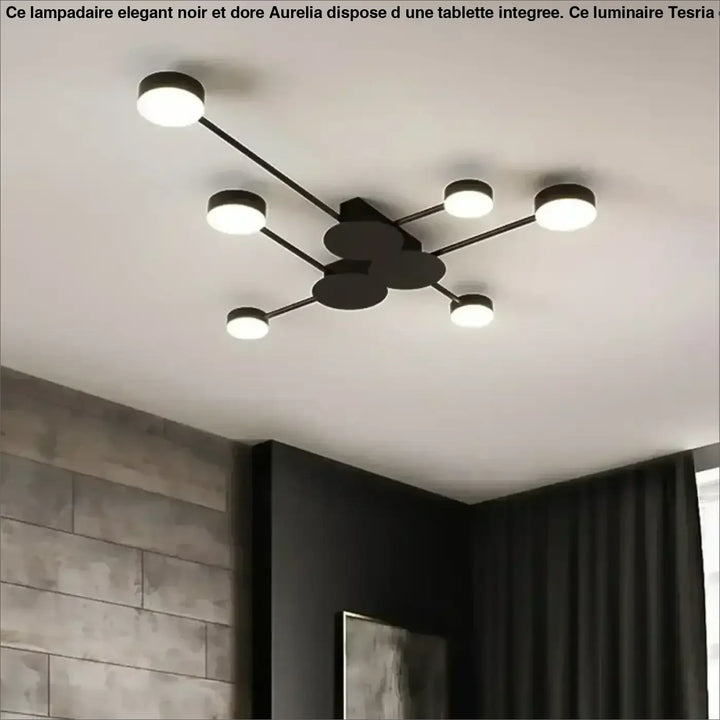 Plafonnier led moderne doré style chandelier contemporain chic