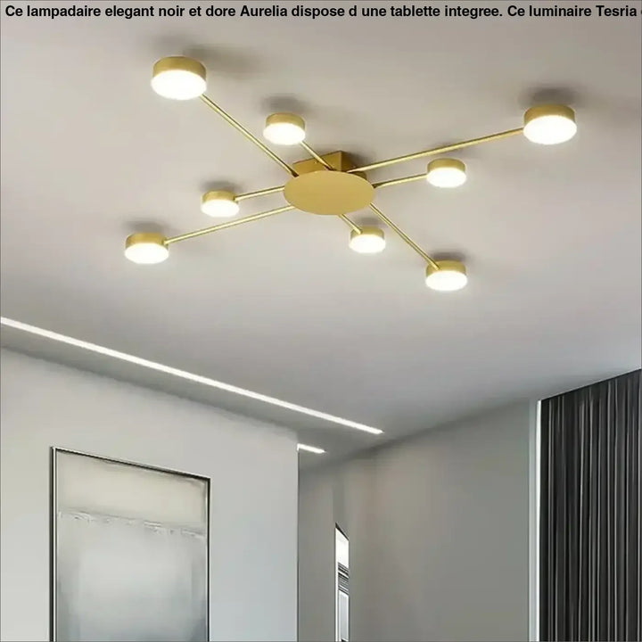 Plafonnier led moderne doré style chandelier contemporain chic
