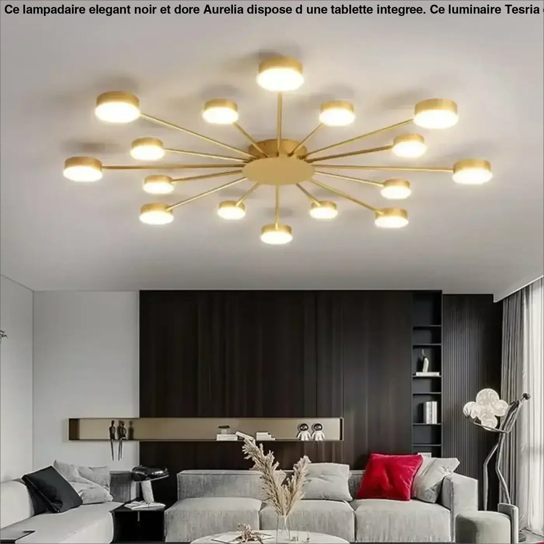 Plafonnier led moderne doré style chandelier contemporain chic