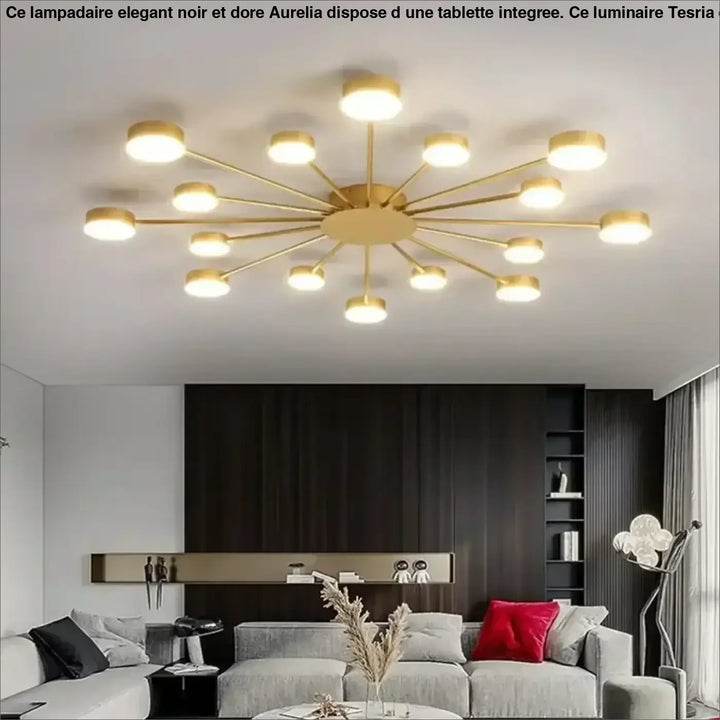 Plafonnier led moderne doré style chandelier contemporain chic