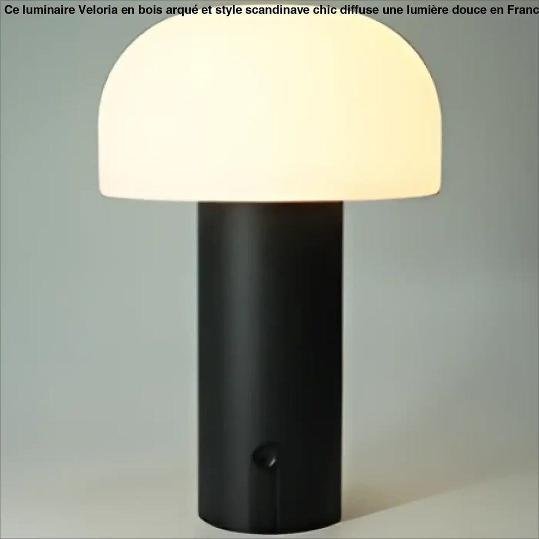 Lampe de table mushia noire cylindrique avec abat-jour blanc diffuse design champignon pour table design