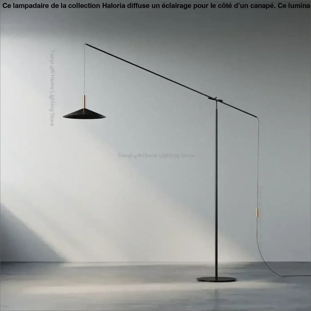 Lampadaire noir au design minimaliste et vintage