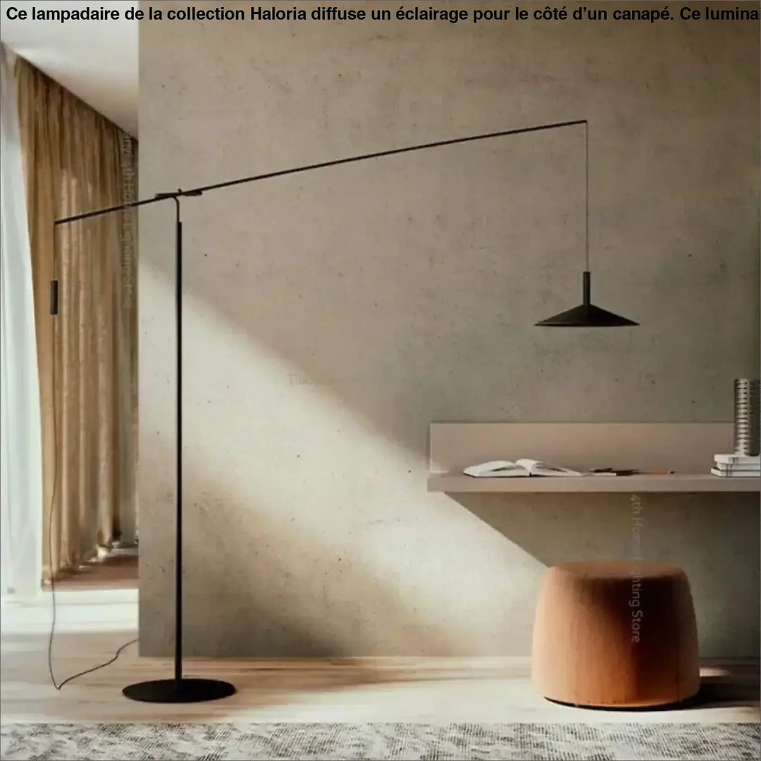 Lampadaire noir au design minimaliste et vintage