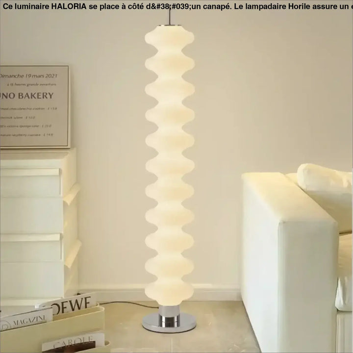 Lampadaire design ondulé lumineux blanc moderne led