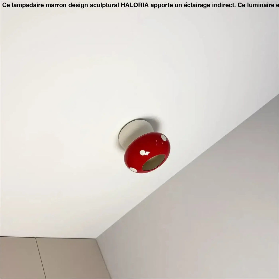 Luminaire plafonnier champy rouge en forme de champignon avec pois blancs brillant pour décoration intérieure design plus qu’un simple plafonnier