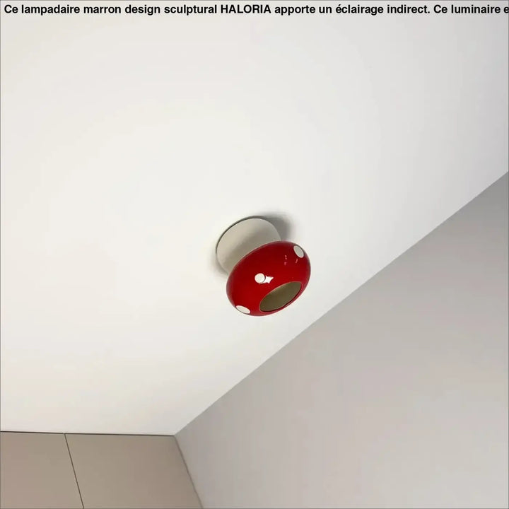 Luminaire plafonnier champy rouge en forme de champignon avec pois blancs brillant pour décoration intérieure design plus qu’un simple plafonnier