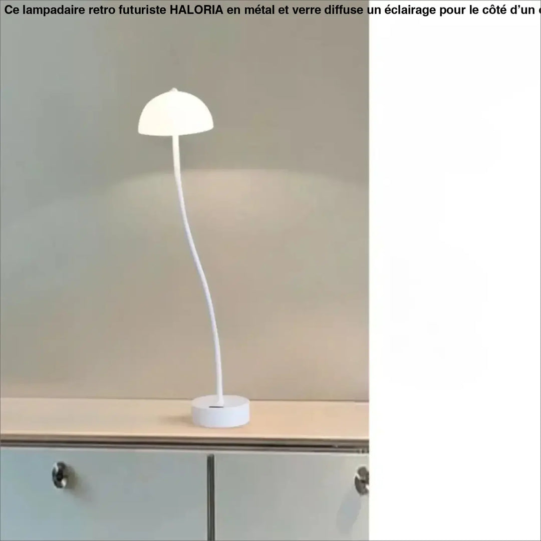 Lampe de table boleto en forme de champignon blanc avec tige courbée et base circulaire idéale pour décoration intérieure et table design plus qu’une simple lampe