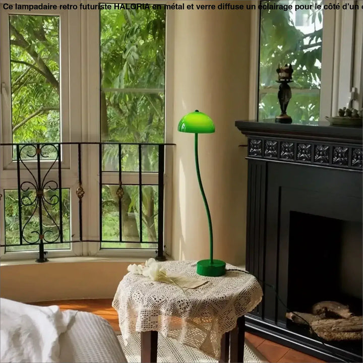 Lampe de table boleto verte brillante en forme de champignon avec tige fine idéale pour décoration intérieure et table design plus qu’une lampe
