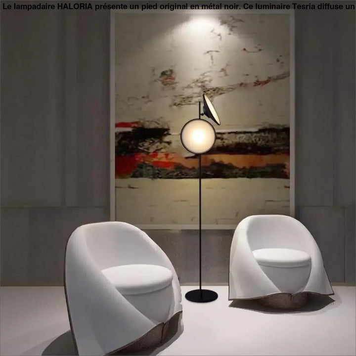 Lampadaire Sur Pied Original En Aluminium Disque Incliné