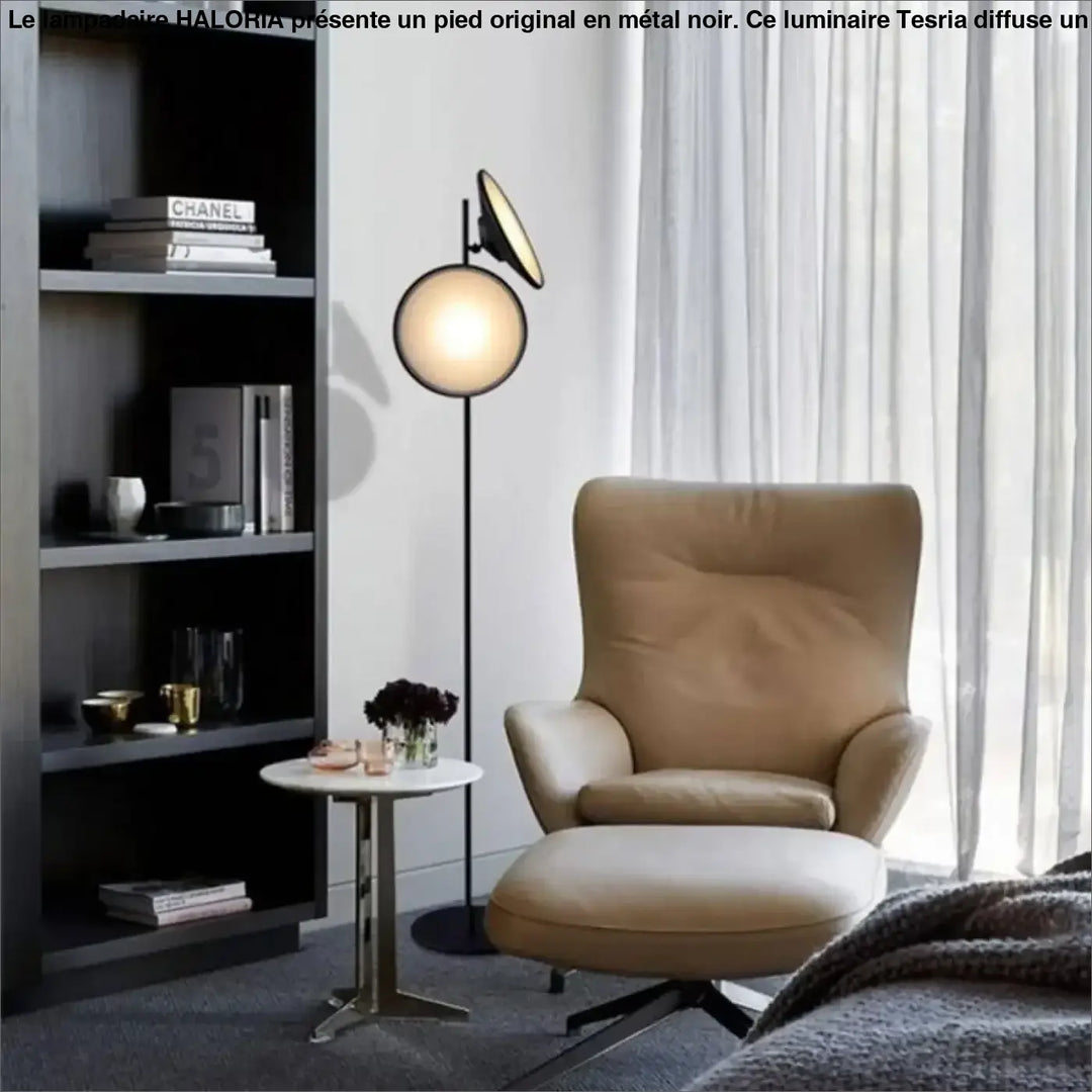 Lampadaire Sur Pied Original En Aluminium Disque Incliné