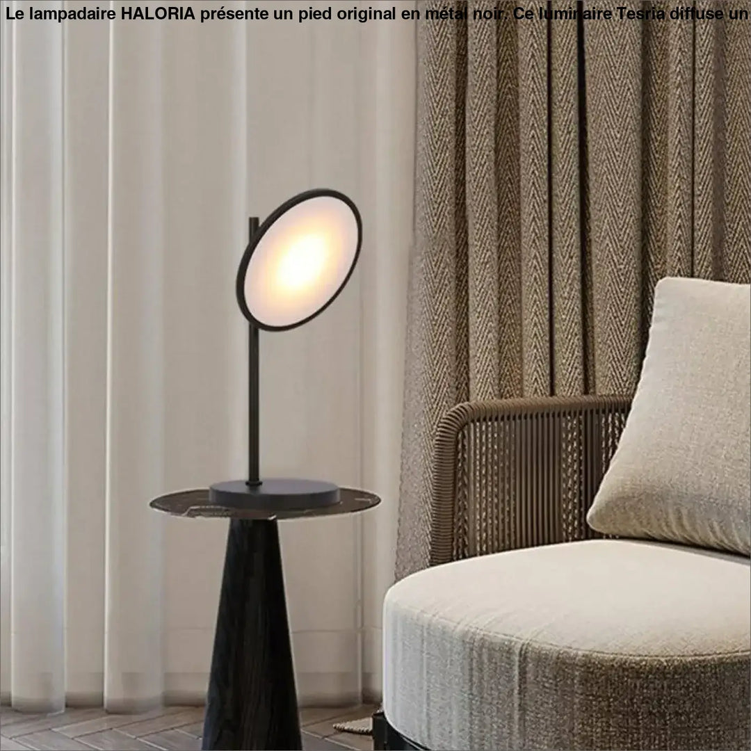 Lampadaire Sur Pied Original En Aluminium Disque Incliné