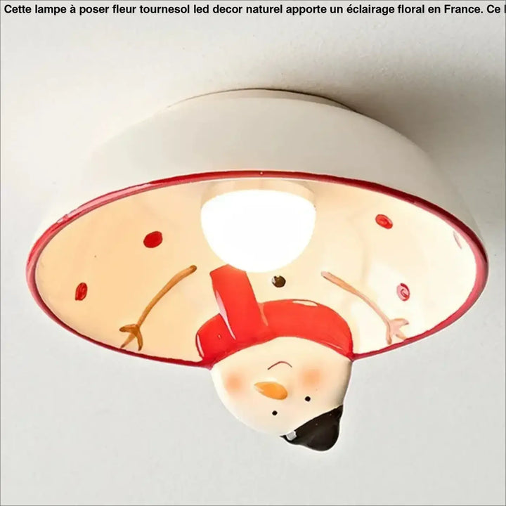 Luminaire plafonnier ceila avec lampe de plafond en céramique blanche à motif bonhomme de neige rouge et orange
