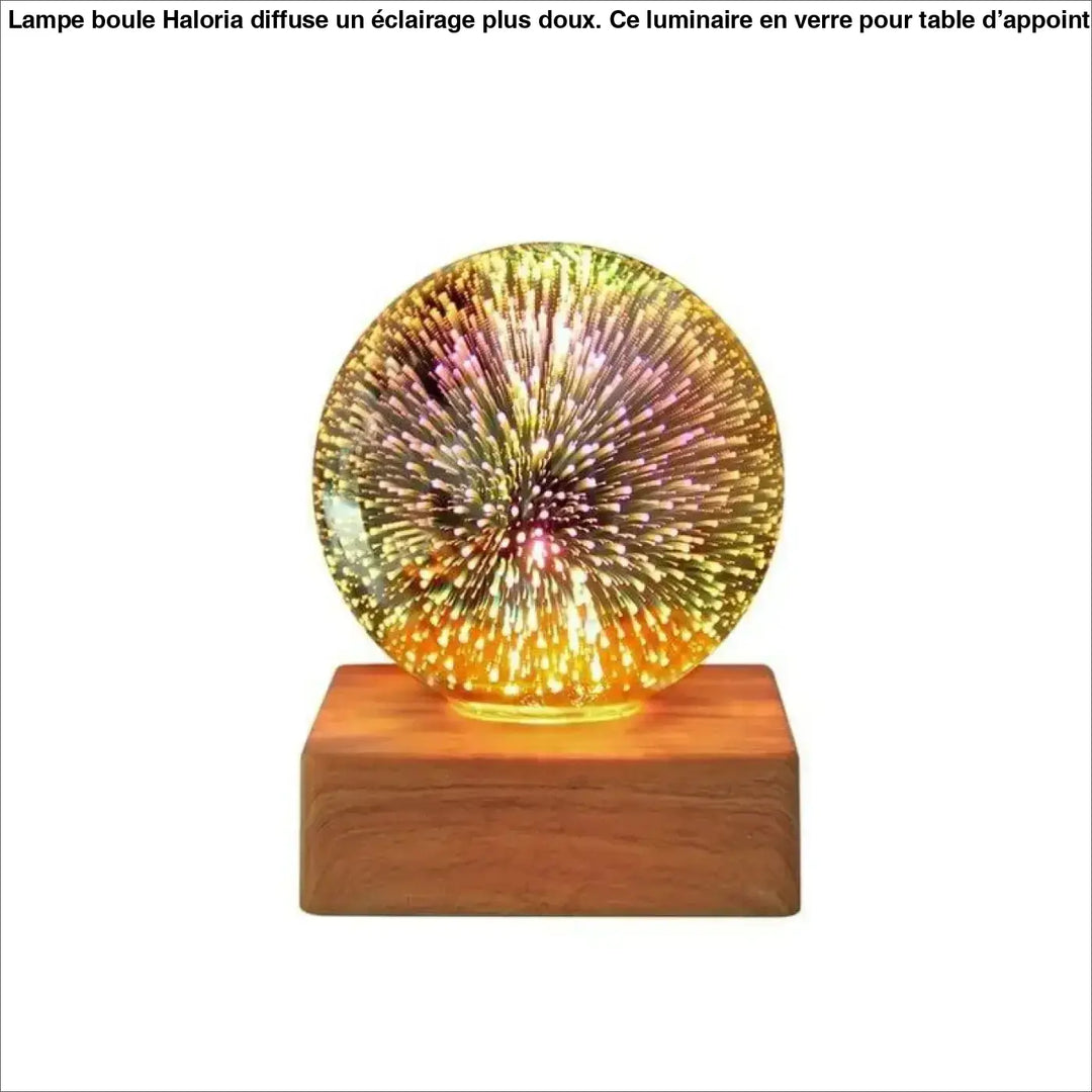 Lampe Boule à Poser Multicolore en Verre et Bois